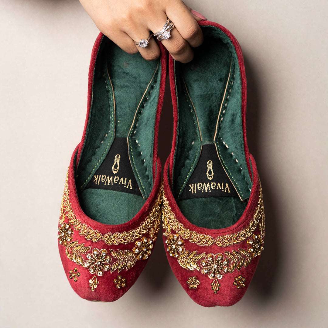 Maroon medley Vivawalk khussa shoes online