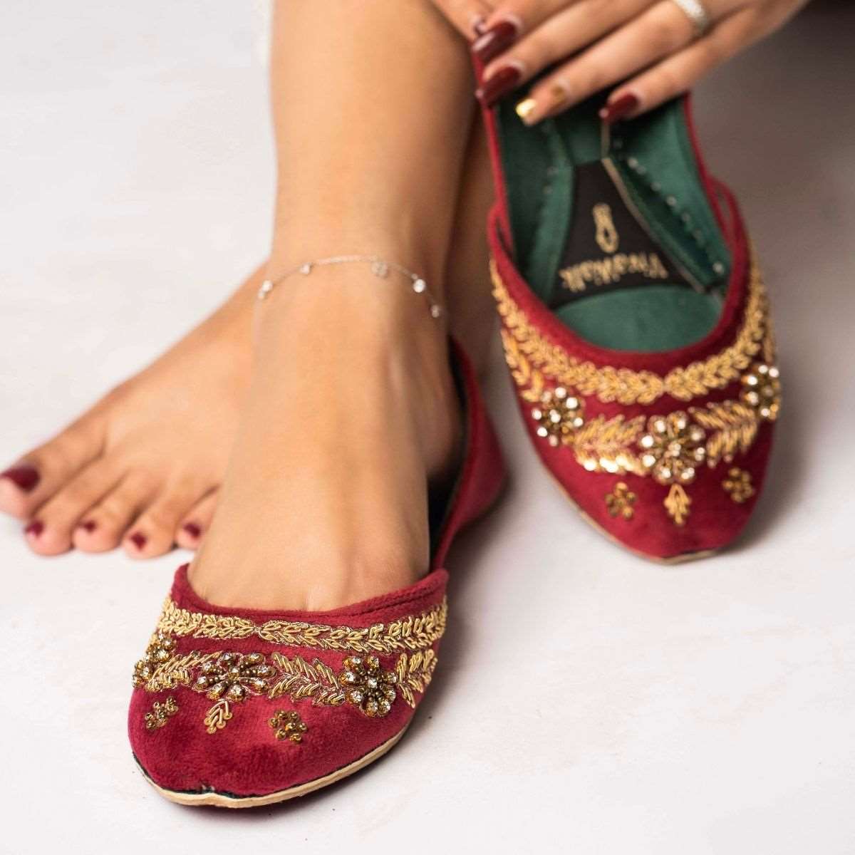 Maroon medley Vivawalk khussa shoes online