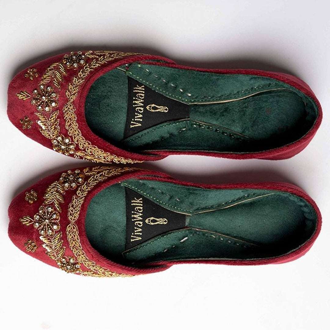 Maroon medley Vivawalk khussa shoes online