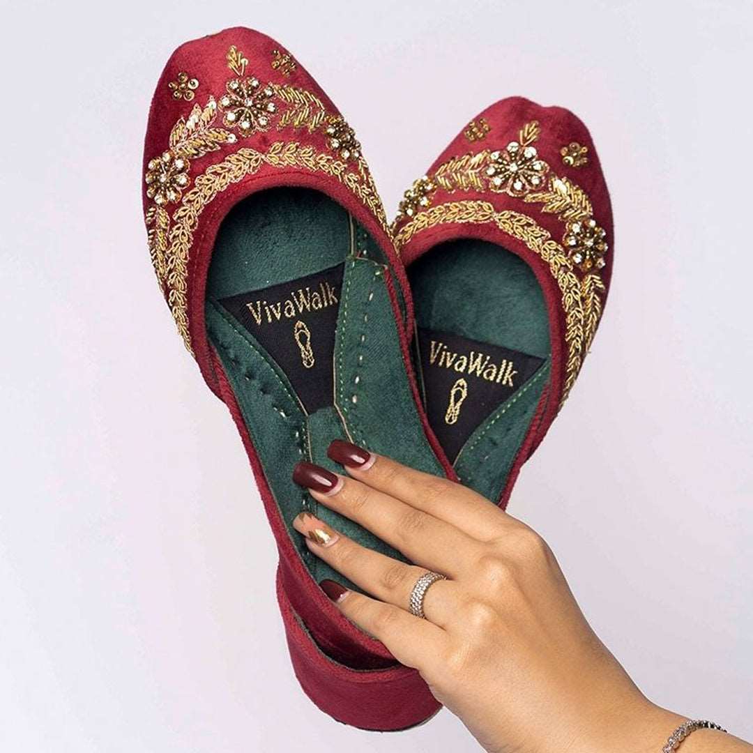 Maroon medley Vivawalk khussa shoes online
