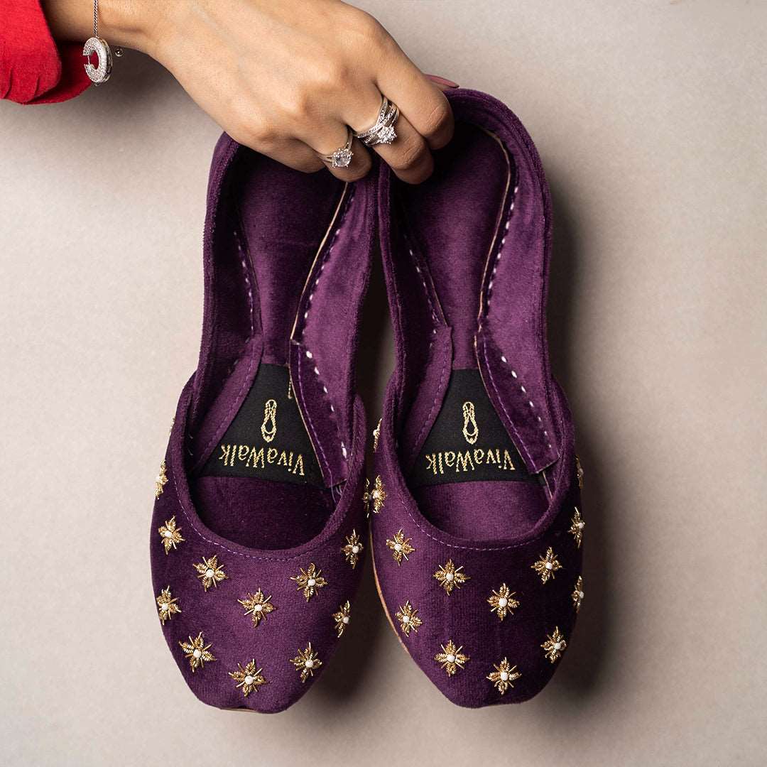 Purple Artisanal Vivawalk khussa shoes online